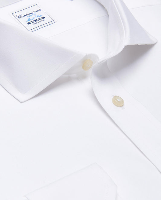 Camicissima Men’s Slim Fit White Shirt – Non-Iron Permanent | Plain Formal Wear | Full Sleeves