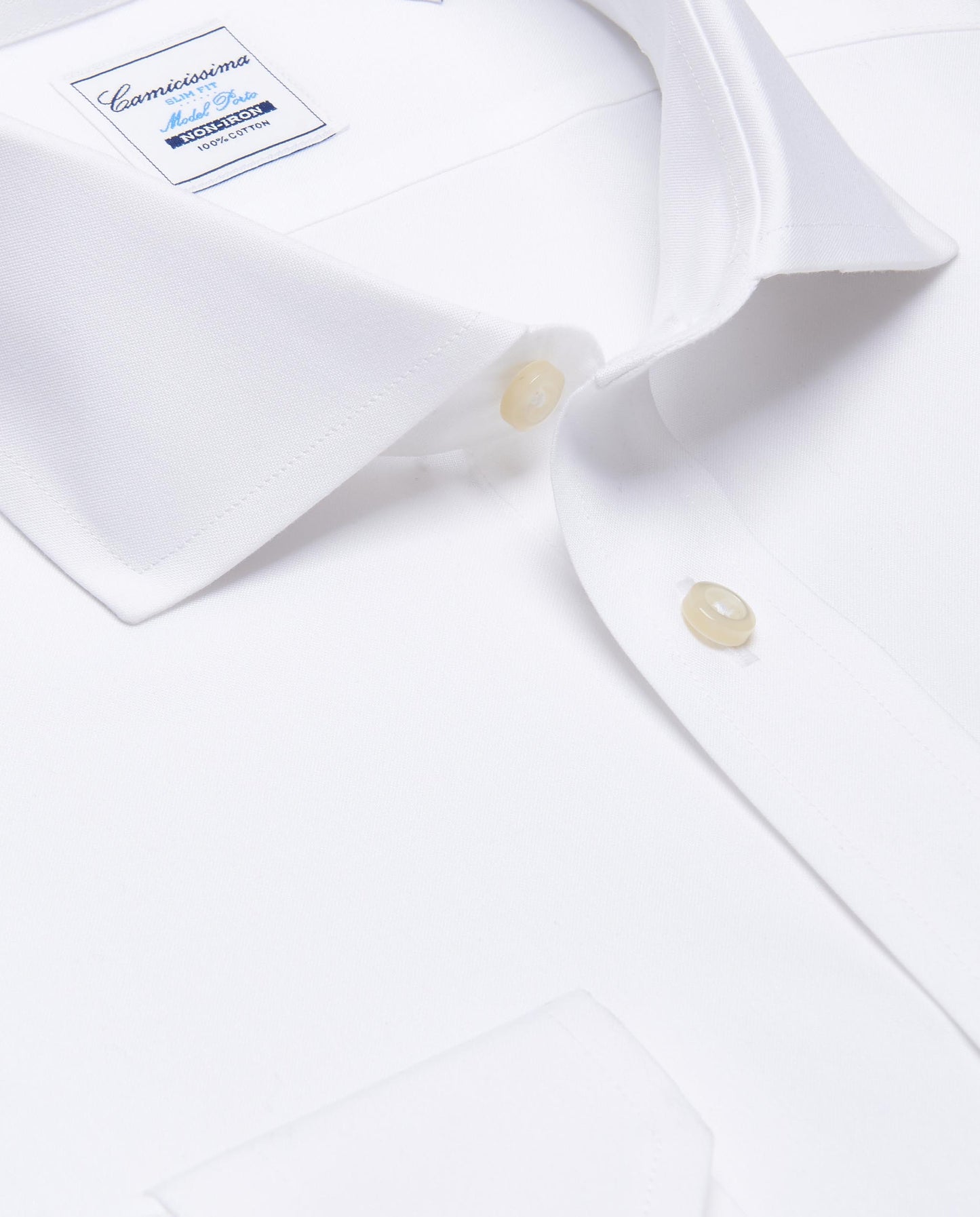 Camicissima Men’s White Non-Iron Permanent Slim Fit Cotton Shirt