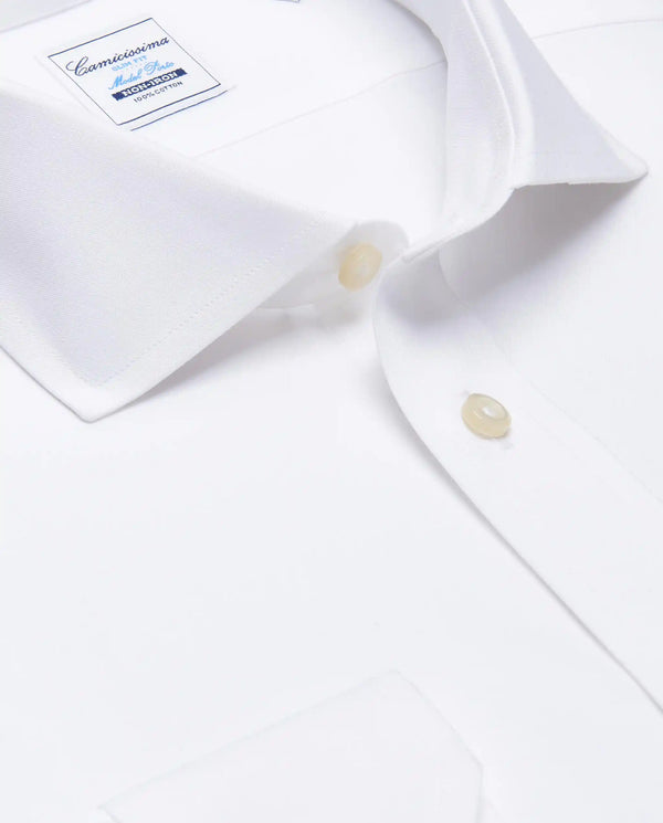 Camicissima Men’s White Non-Iron Permanent Slim Fit Cotton Shirt