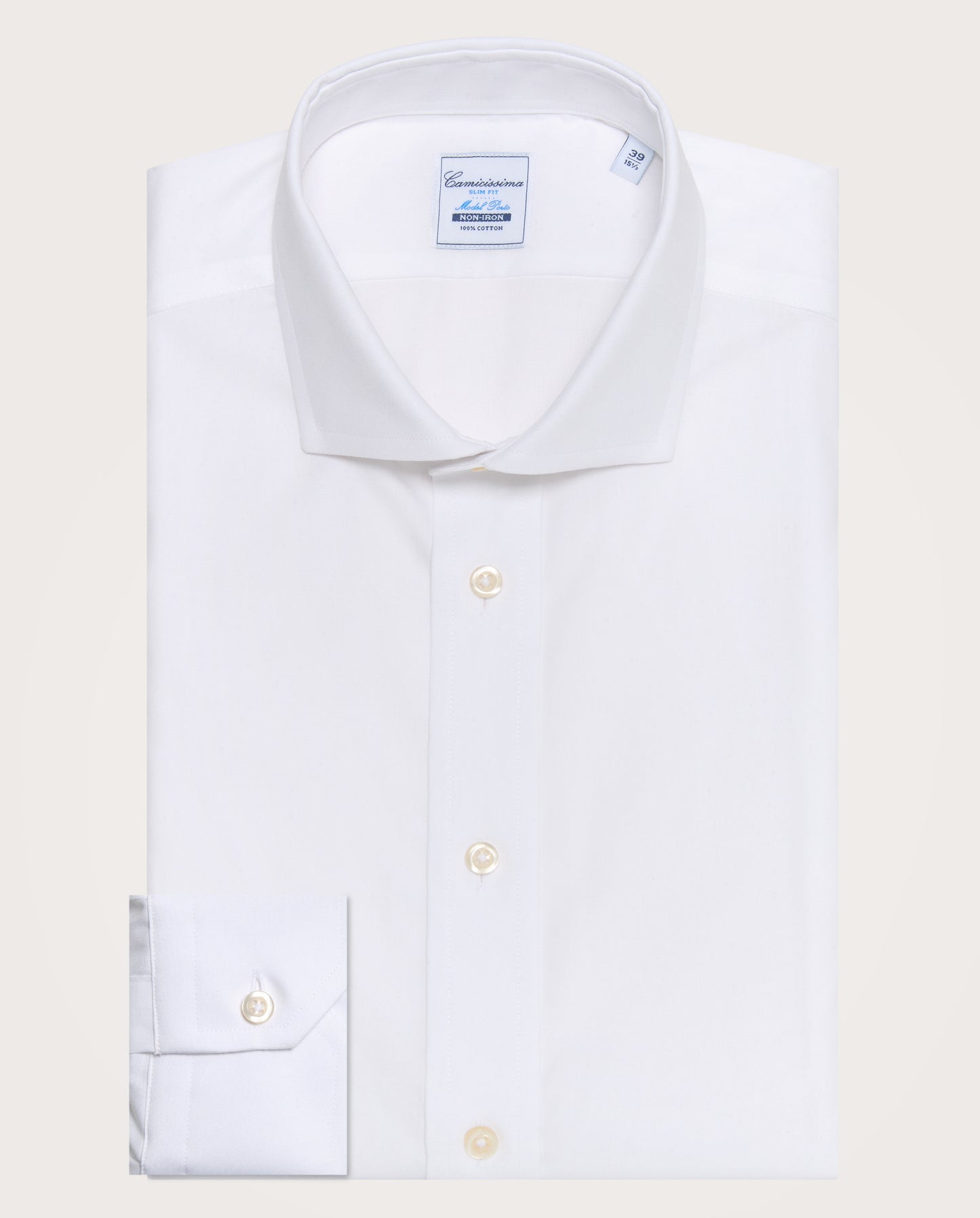 Camicissima Men’s White Non-Iron Permanent Slim Fit Cotton Shirt