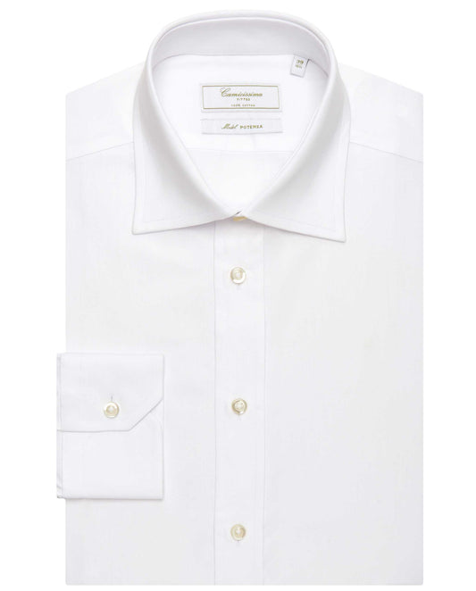 Camicissima Men’s Fitted White Permanent Cotton Shirt