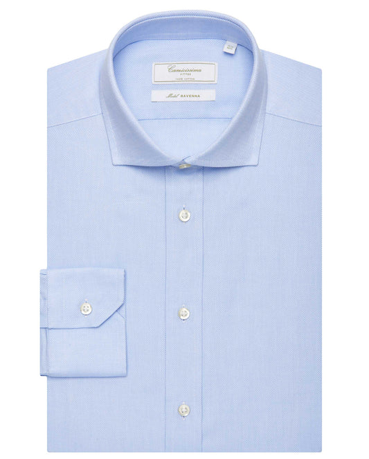 Camicissima Men’s Light Blue Self-Pattern Permanent Shirt