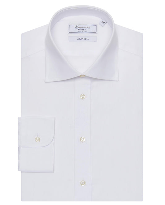 Regular Fit Men’s White Permanent Cotton Shirt