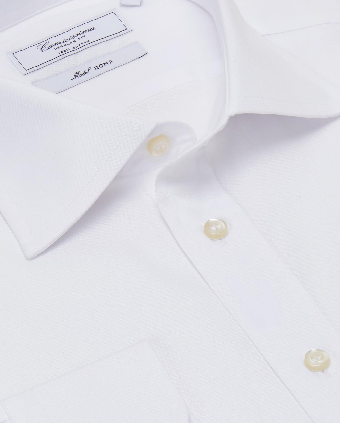 Camicissima Regular Fit Men’s White Permanent Cotton Shirt
