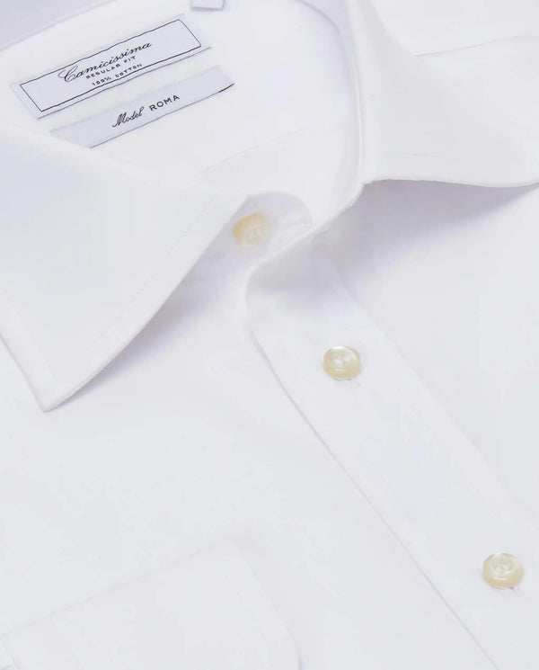 Camicissima Regular Fit Men’s White Permanent Cotton Shirt