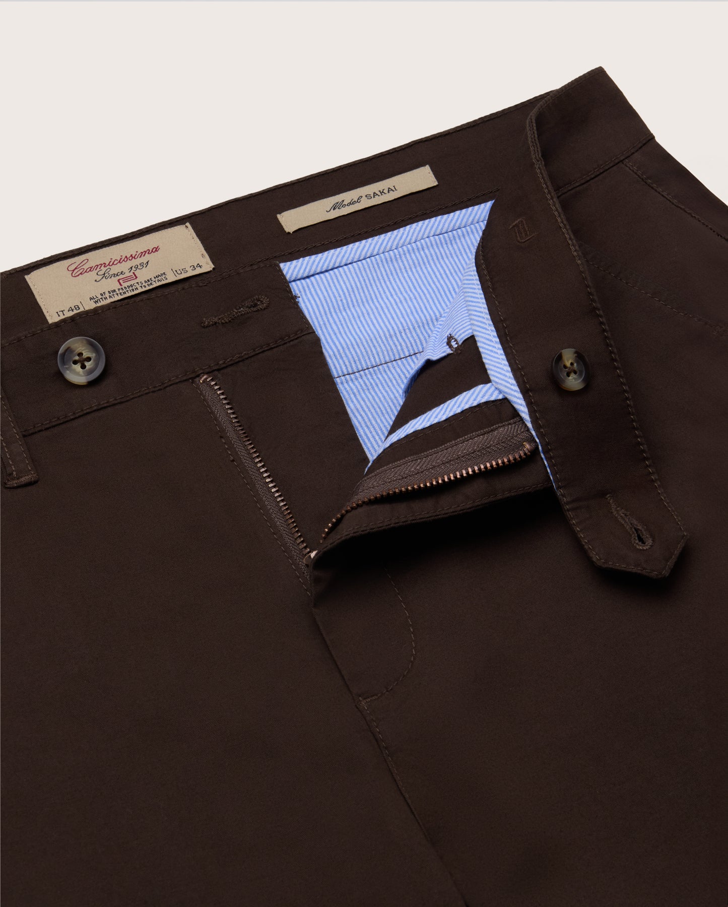 Camicissima Men's Twill Chino Pants - BROWN | PLAIN