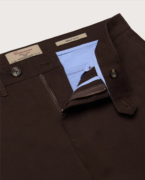 Camicissima Men's Twill Chino Pants - BROWN | PLAIN