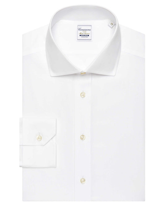 Camicissima Men’s Fitted White Shirt – Non-Iron Permanent | Plain | Full Sleeves
