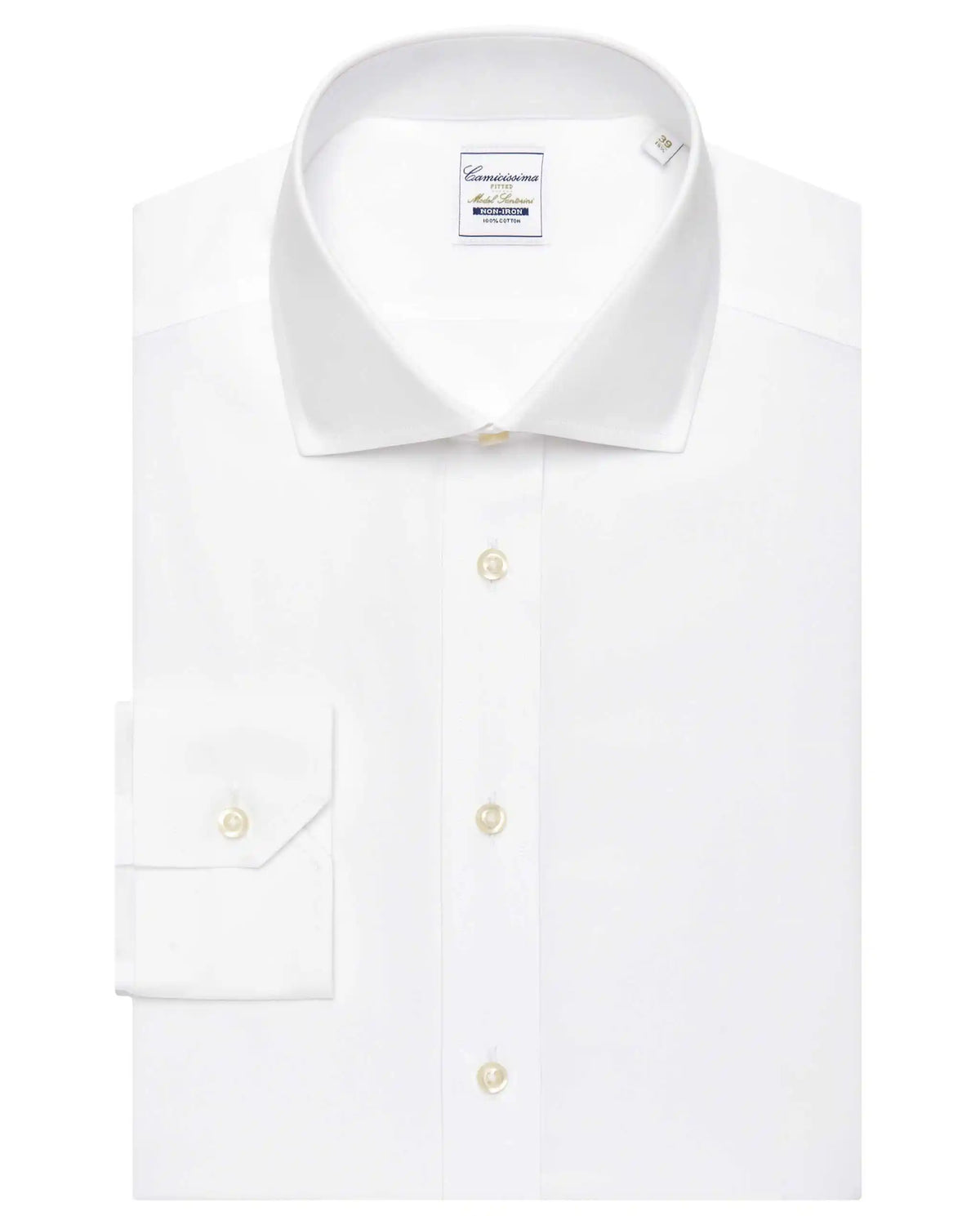 Camicissima Men’s Fitted White Shirt – Non-Iron Permanent | Plain | Full Sleeves