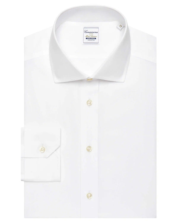 Camicissima Men’s Fitted White Shirt – Non-Iron Permanent | Plain | Full Sleeves
