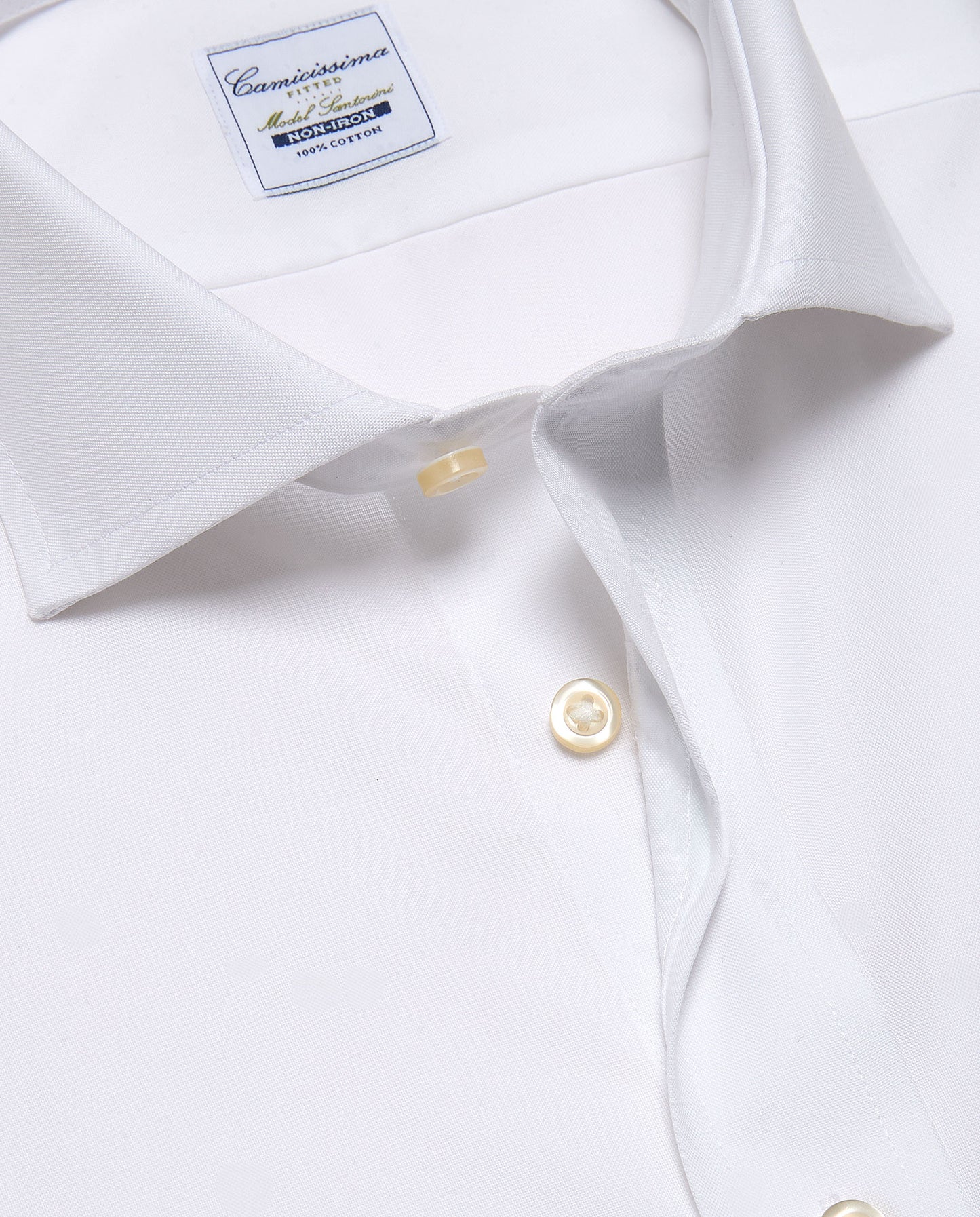 Camicissima Men’s White Non-Iron Permanent Fitted Cotton Shirt