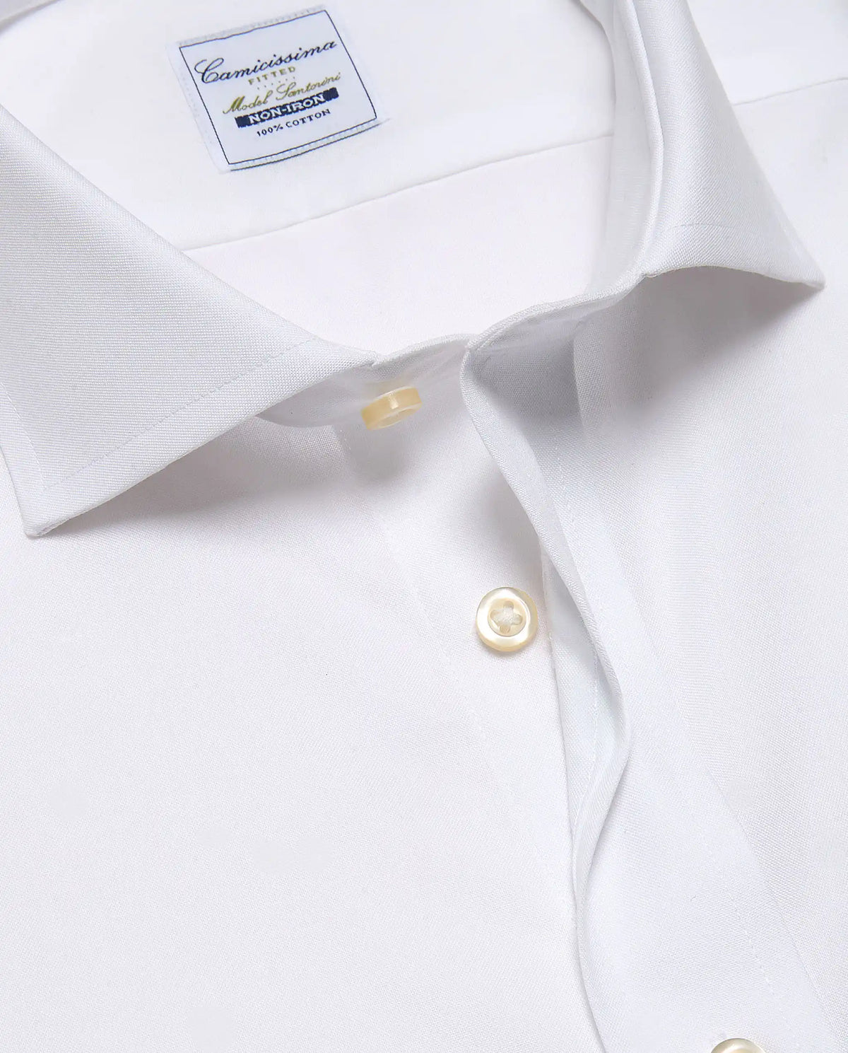 Camicissima Men’s White Non-Iron Permanent Fitted Cotton Shirt