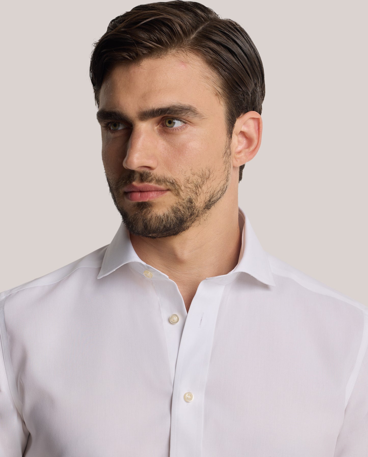 Camicissima Men’s White Non-Iron Permanent Fitted Cotton Shirt
