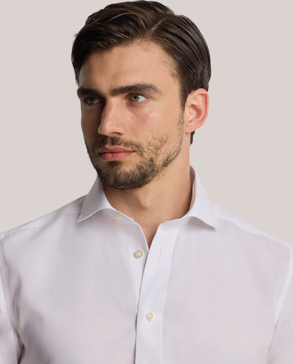 Camicissima Men’s White Non-Iron Permanent Fitted Cotton Shirt