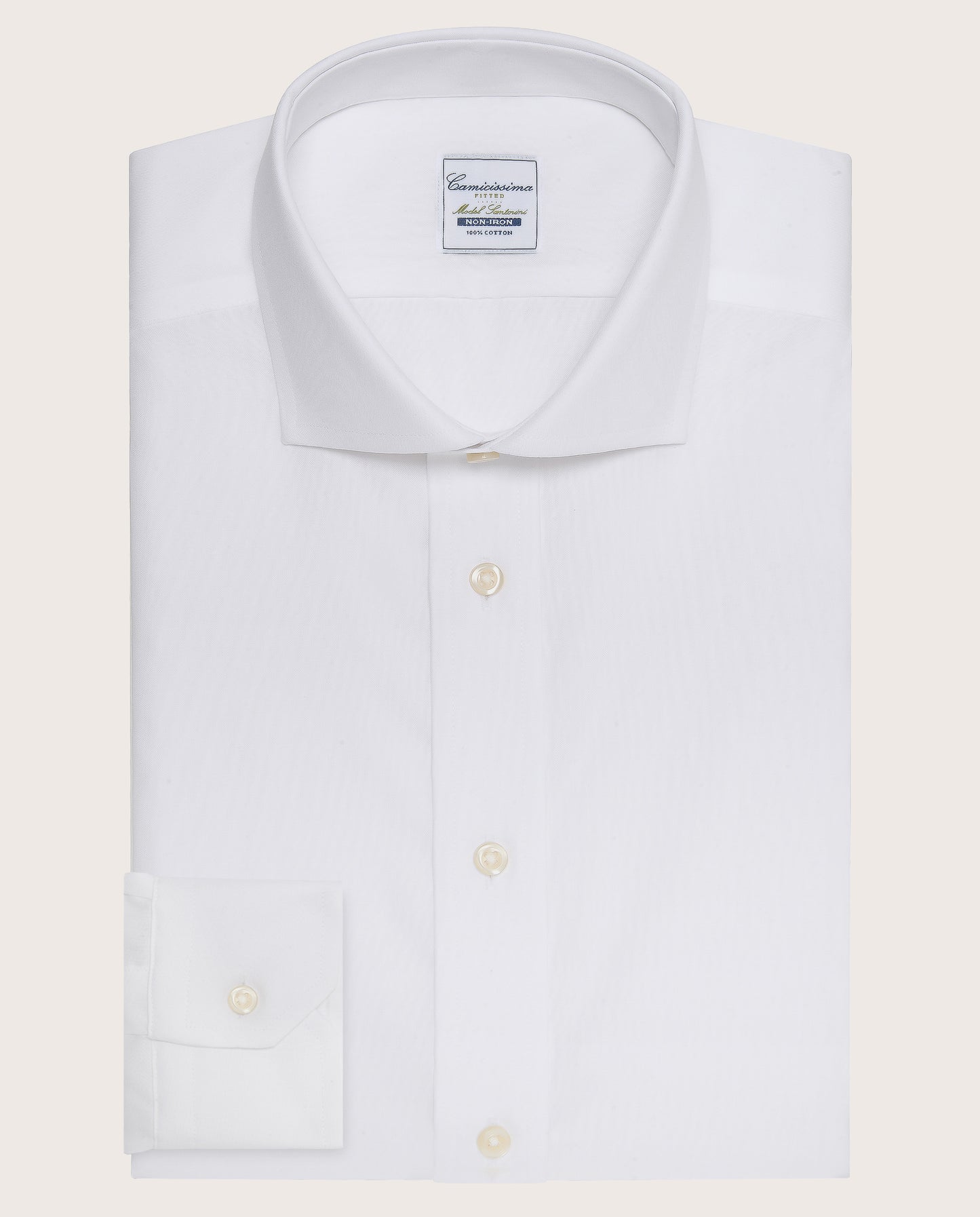 Camicissima Men’s White Non-Iron Permanent Fitted Cotton Shirt