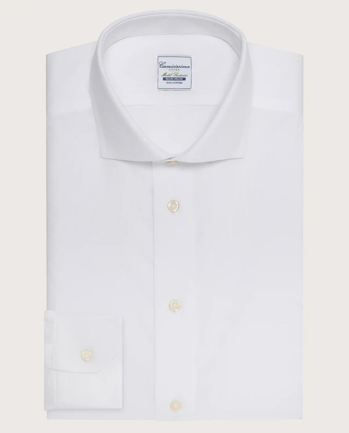 Camicissima Men’s White Non-Iron Permanent Fitted Cotton Shirt