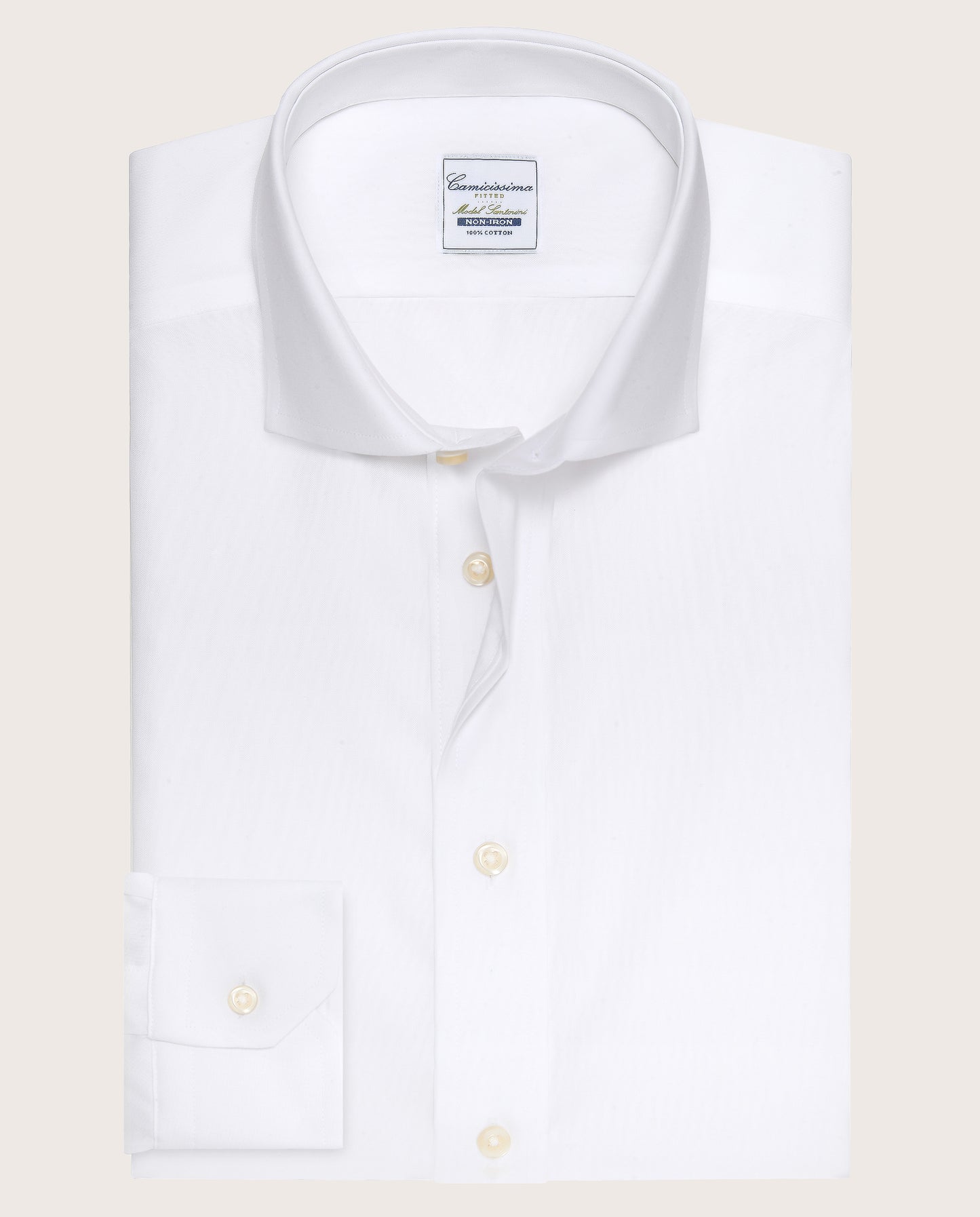 Camicissima Men’s White Non-Iron Permanent Fitted Cotton Shirt