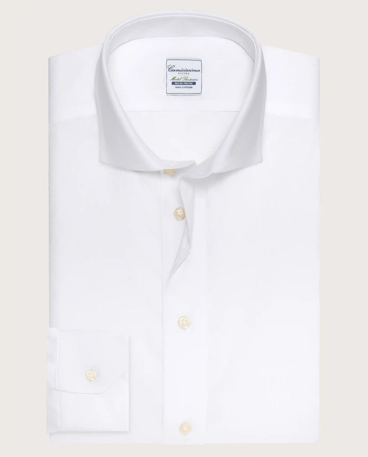 Camicissima Men’s White Non-Iron Permanent Fitted Cotton Shirt