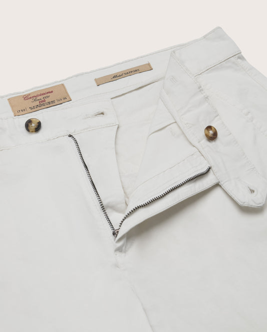 Camicissima Men's Twill Chino Pants - WHITE | PLAIN