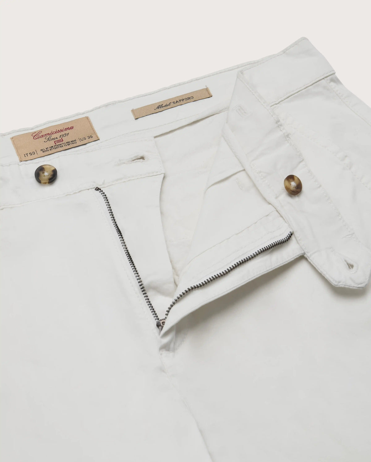 Camicissima Men's Twill Chino Pants - WHITE | PLAIN