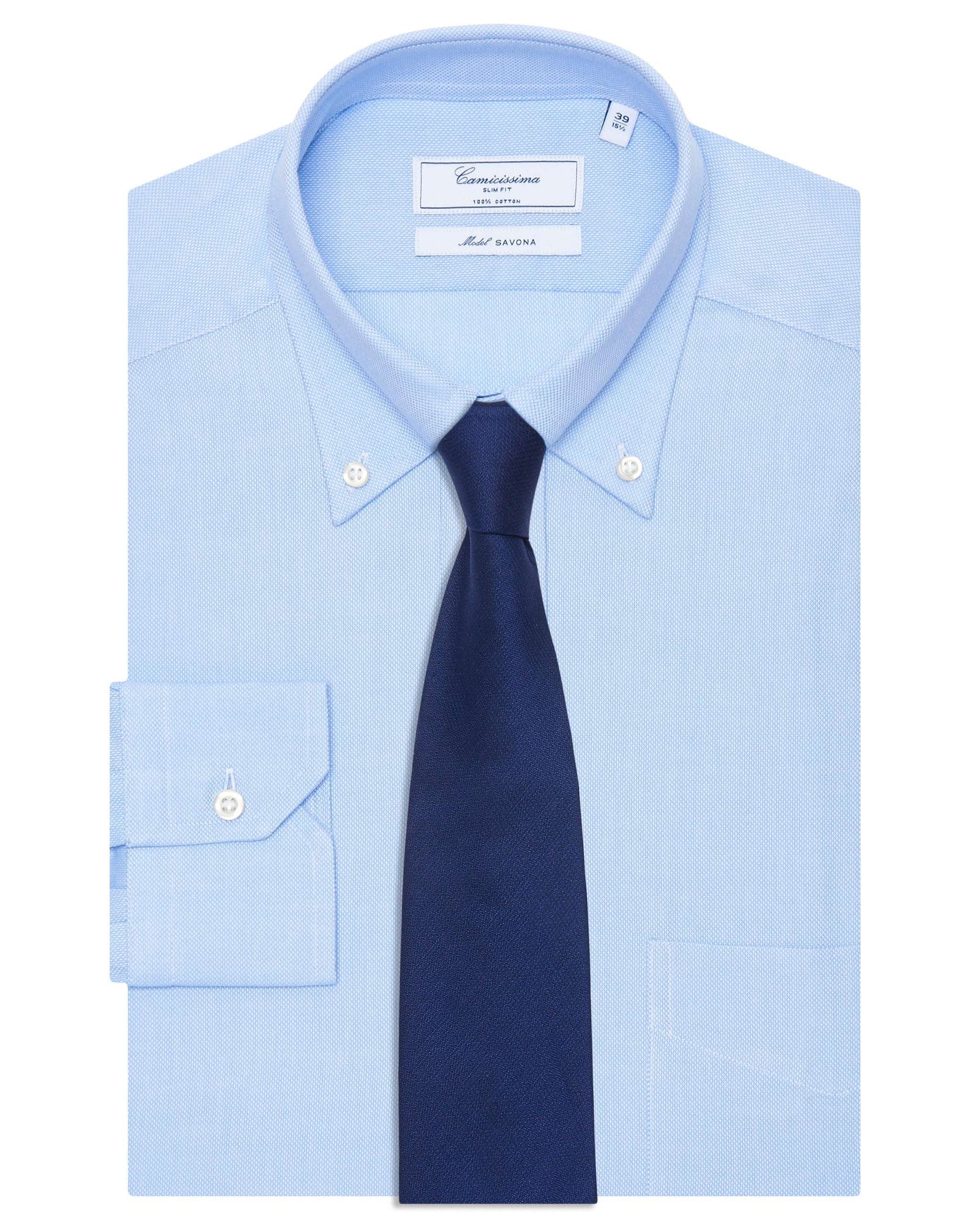 Men’s Slim Fitted Self-Design Light Blue Shirt