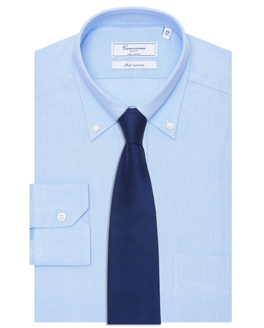 Men’s Slim Fitted Self-Design Light Blue Shirt