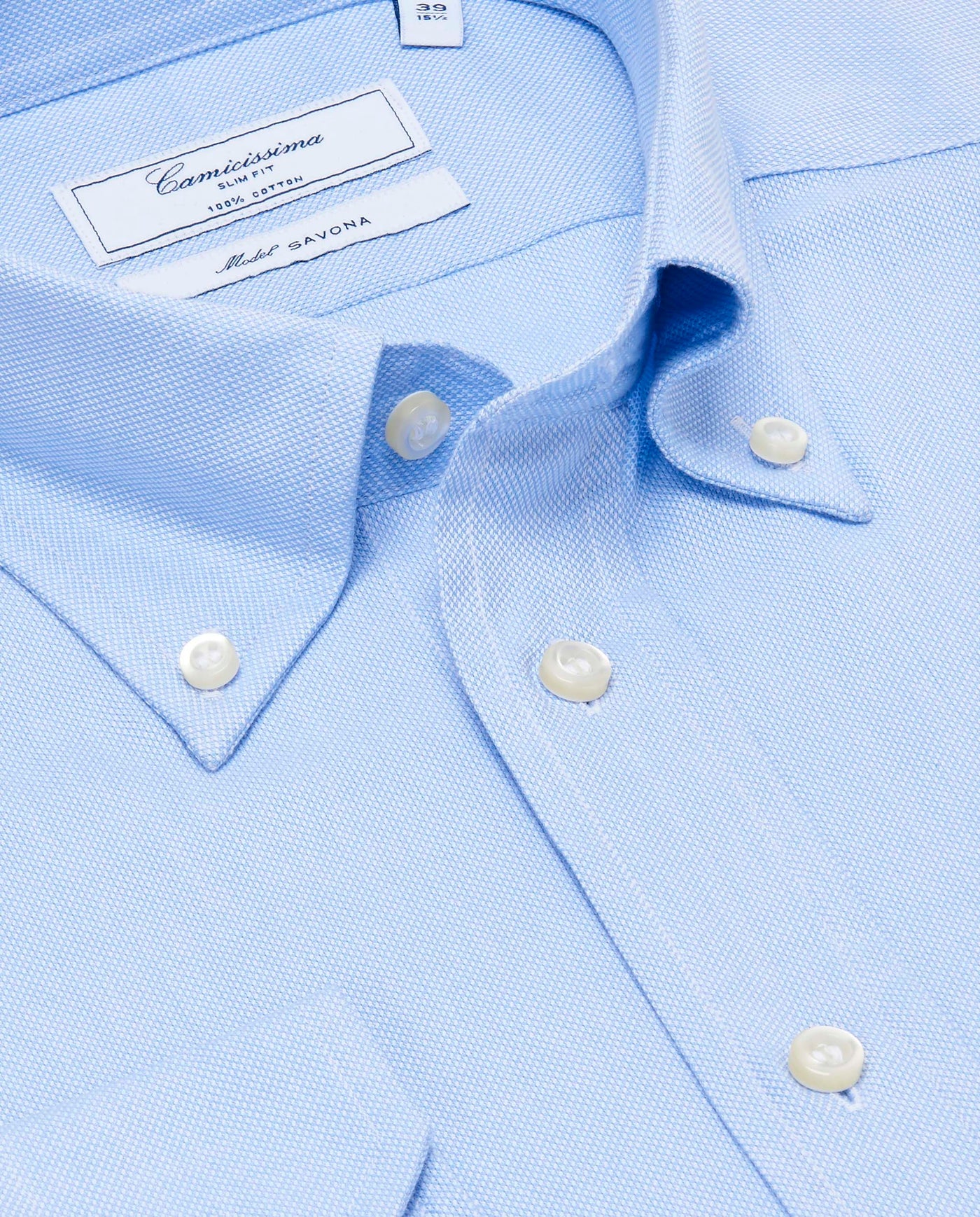 Camicissima Men’s Slim Fitted Self-Design Light Blue Shirt