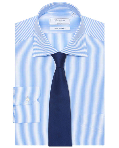 Men’s Light Blue Striped Slim Fit Permanent Shirt