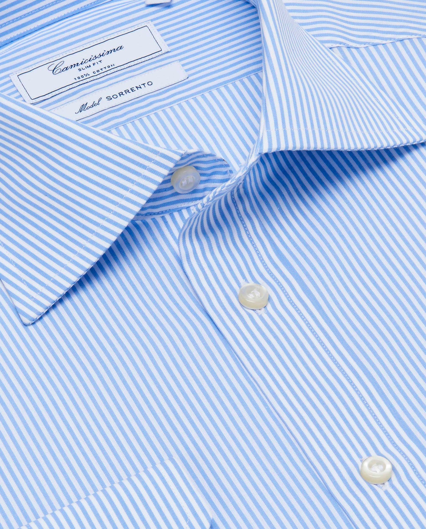 Men’s Light Blue Striped Slim Fit Permanent Shirt