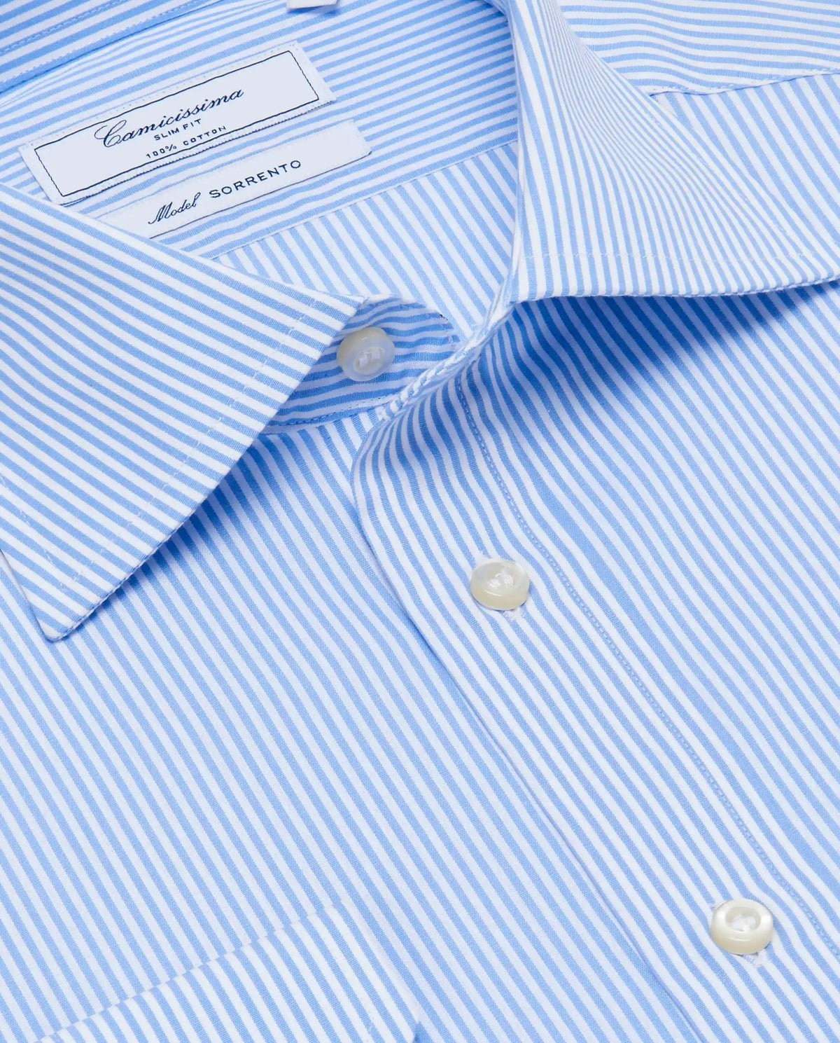 Men’s Light Blue Striped Slim Fit Permanent Shirt