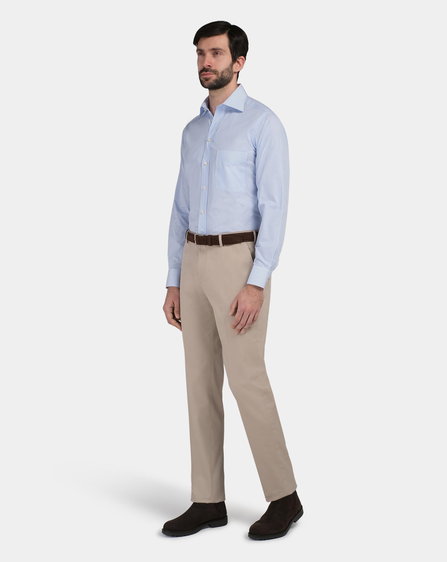 Camicissima Men’s Light Blue Striped Slim Fit Permanent Shirt