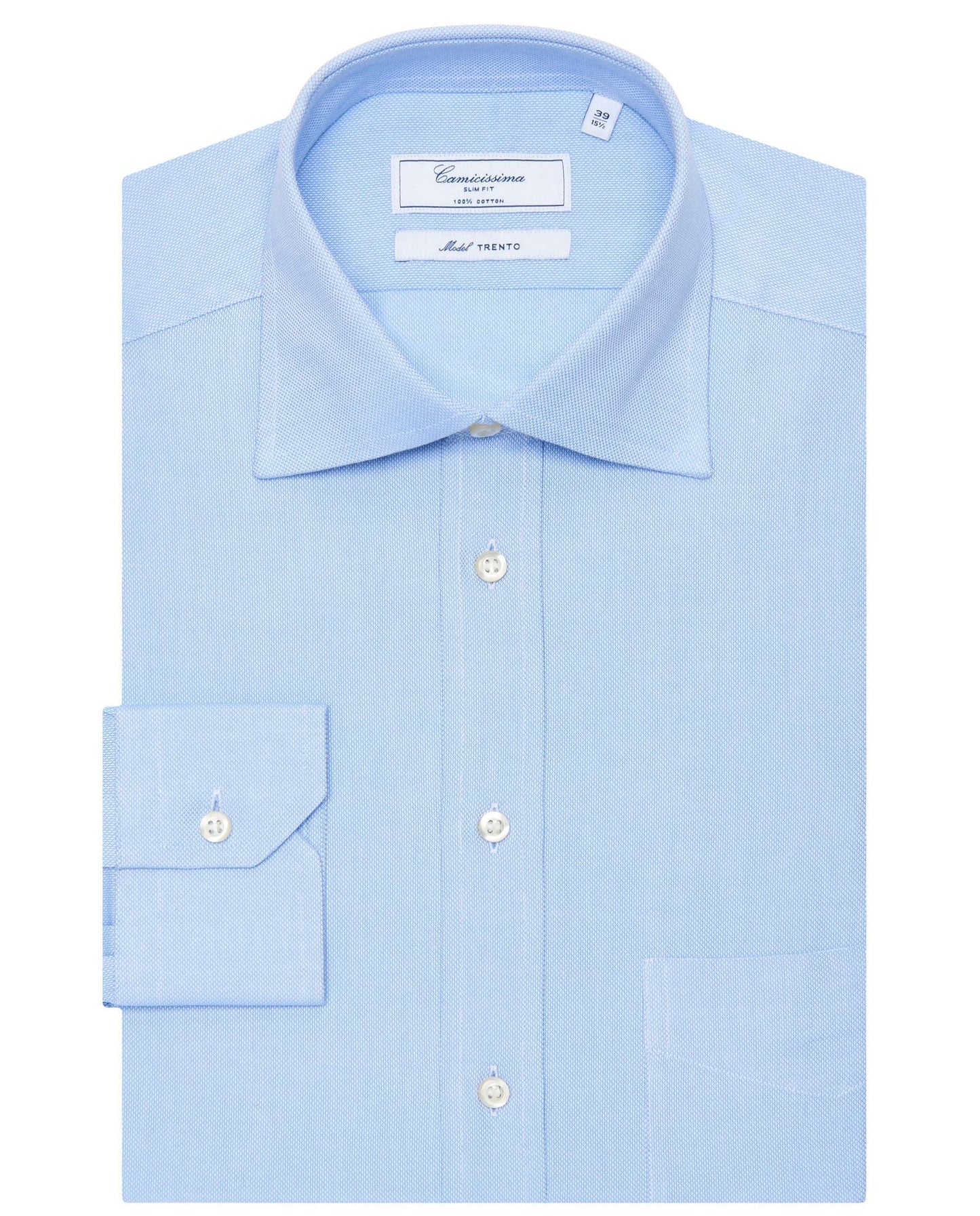 Slim Fit Light Blue Self-Pattern Permanent Shirt