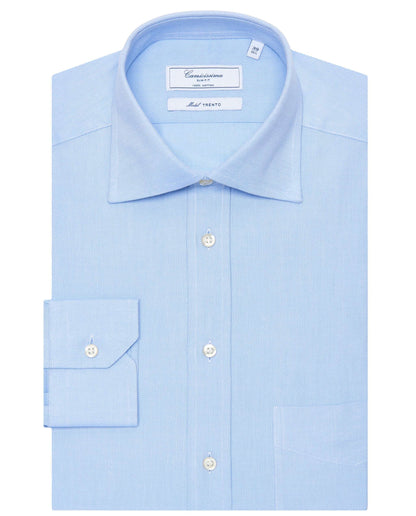 Slim Fit Light Blue Self-Pattern Permanent Shirt