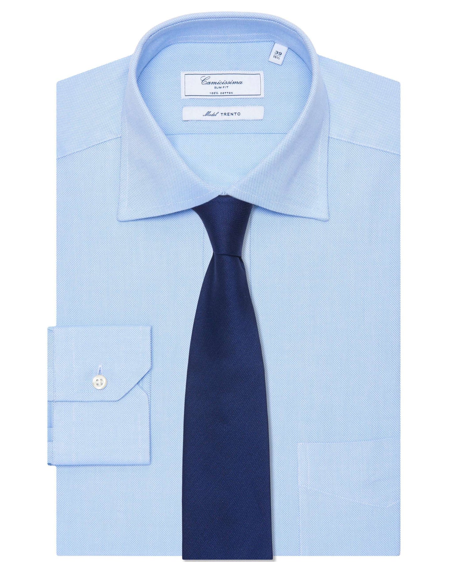 Slim Fit Light Blue Self-Pattern Permanent Shirt