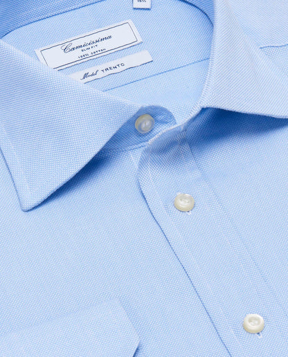Camicissima Slim Fit Light Blue Self-Pattern Permanent Shirt