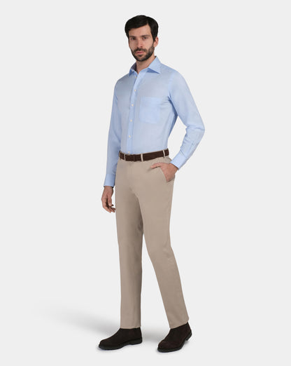 Camicissima Slim Fit Light Blue Self-Pattern Permanent Shirt