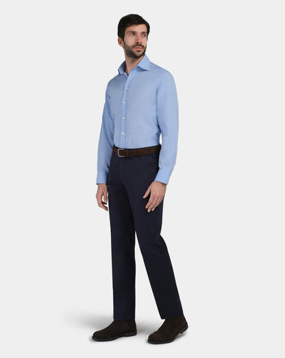 Camicissima Men’s Azure Plain Regular Fit Permanent Shirt