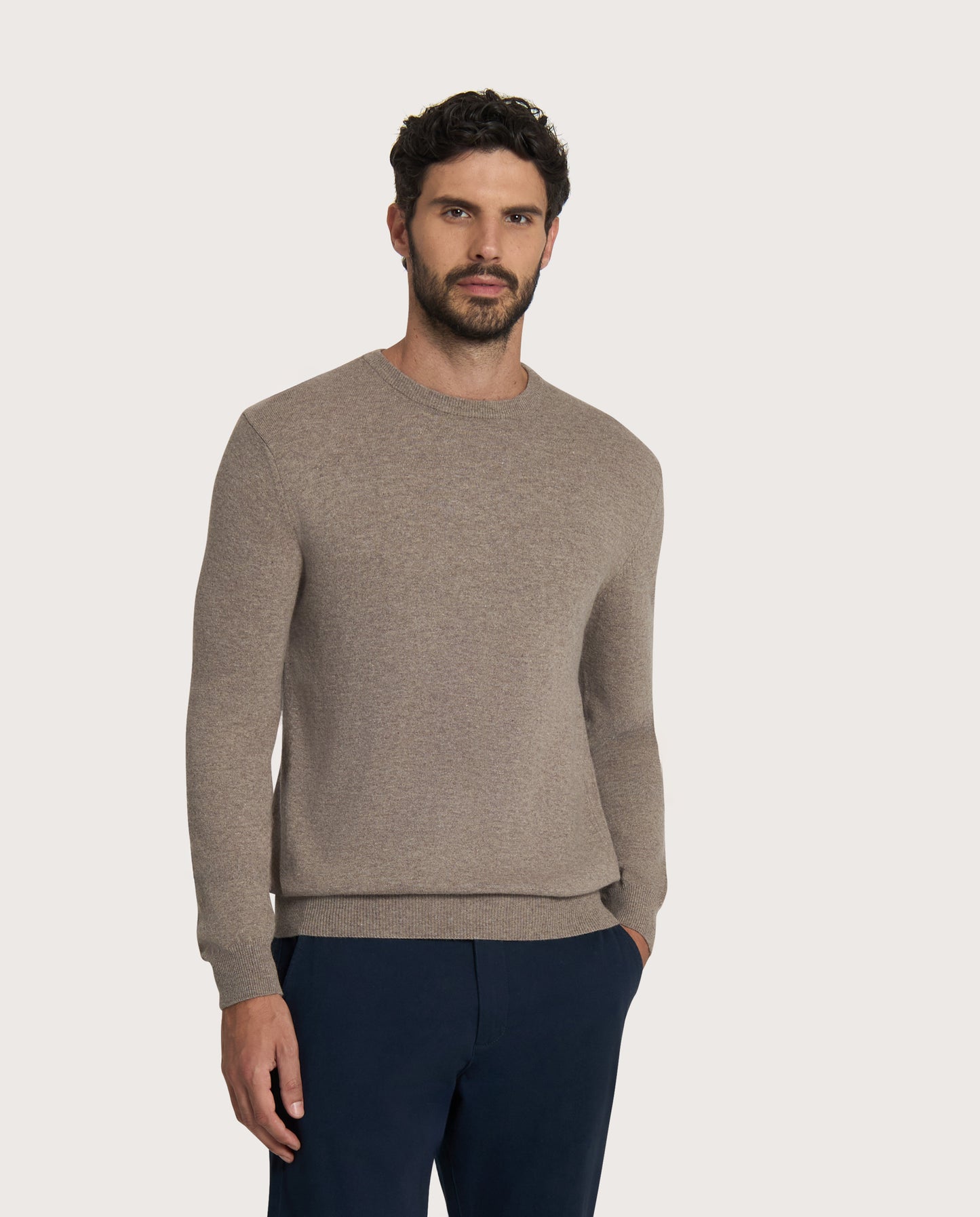 Camicissima Light Brown Blend Cashmere Crew Neck Sweater