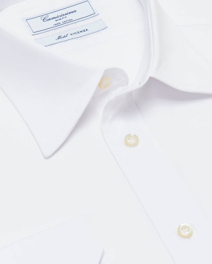 Slim Fit White Permanent Press Shirt for Men
