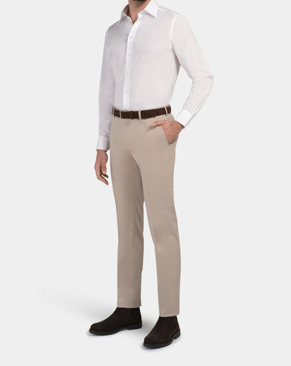 Slim Fit White Permanent Press Shirt for Men
