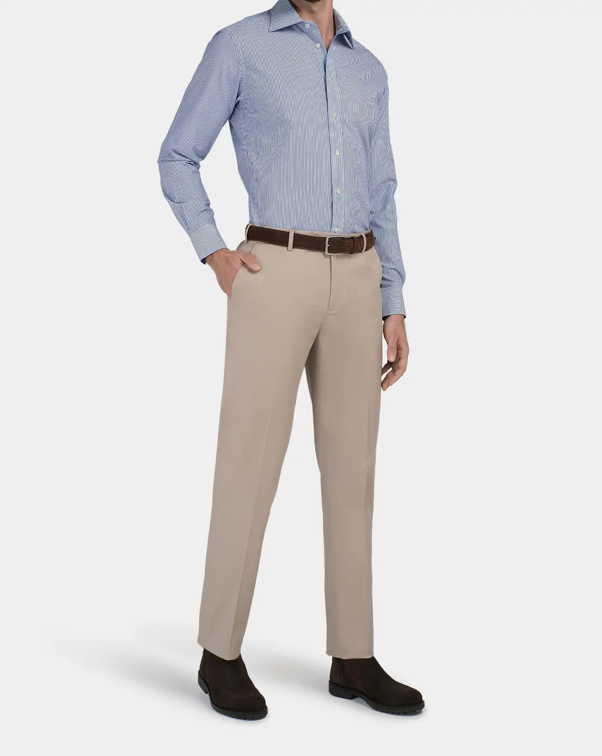 Camicissima Men’s Non-Iron Permanent Slim Fit Striped Shirt – Blue | Full Sleeves
