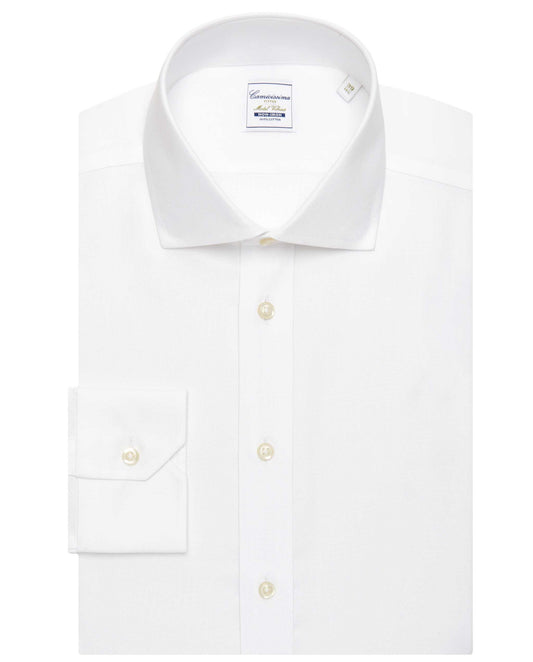 Camicissima Men’s Fitted Self-Pattern White Shirt – Non-Iron Permanent | Full Sleeves | Premium Finish