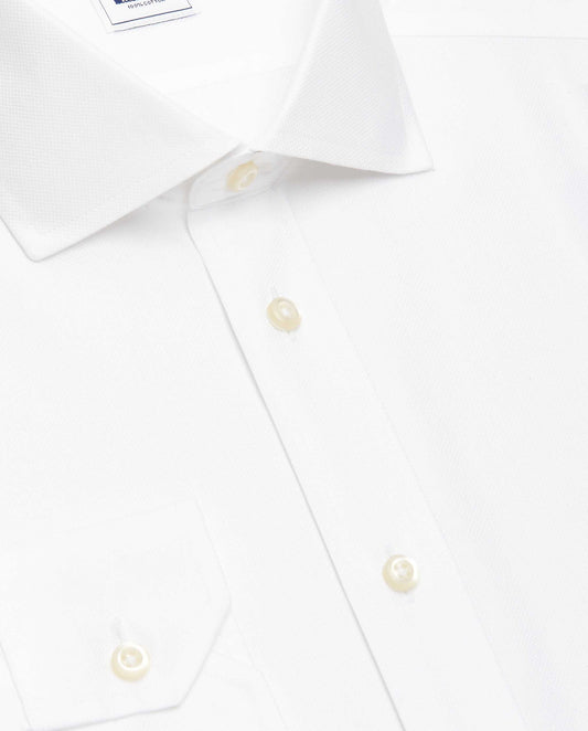 Camicissima Men’s White Self Non-Iron Permanent Fitted Cotton Shirt