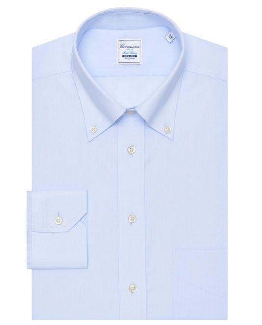 Camicissima Men’s Slim Fit Button-Down Shirt – Light Blue | Non-Iron Permanent | Full Sleeves