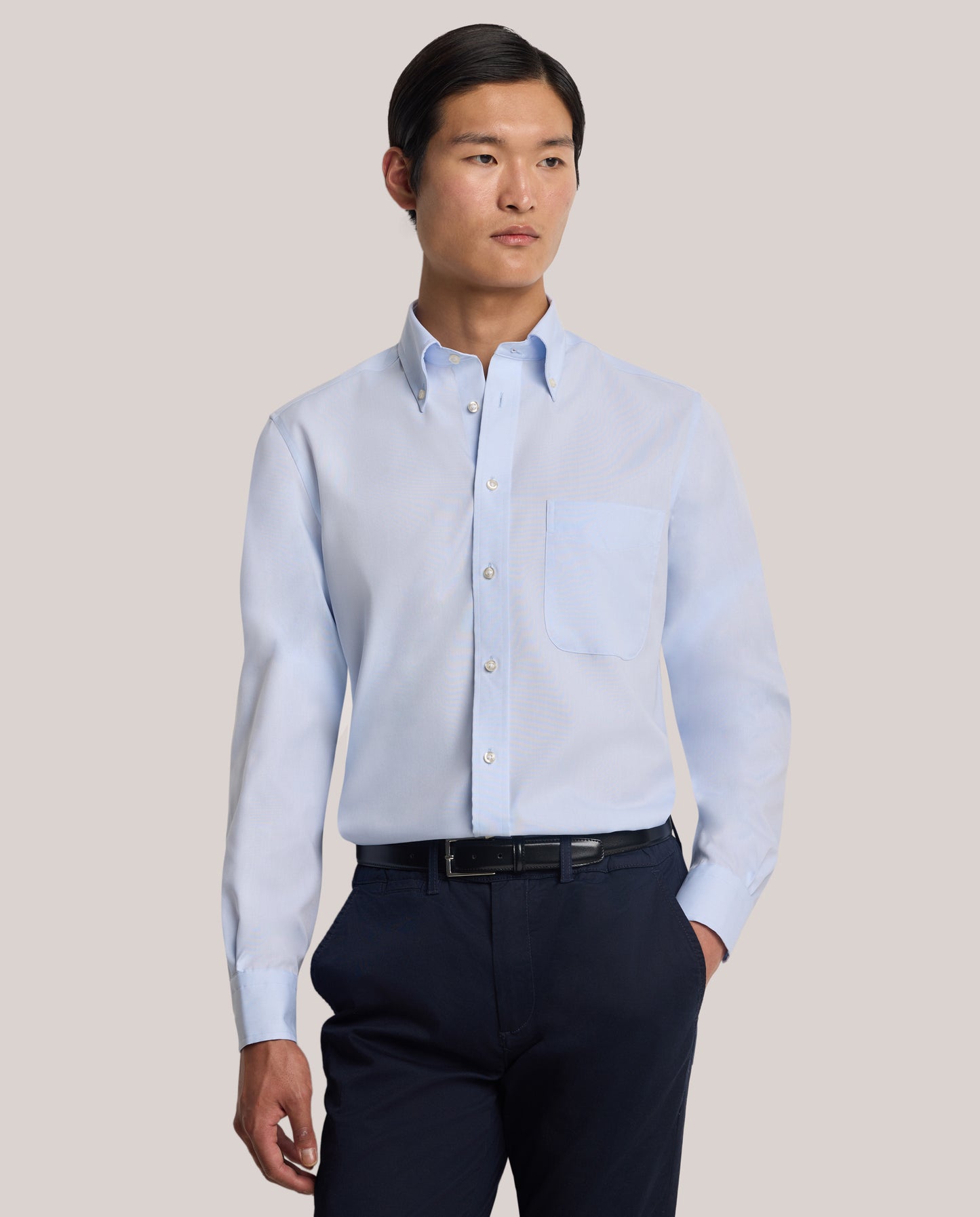 Camicissima Men’s Light Blue Non-Iron Permanent Slim Fit Cotton Shirt