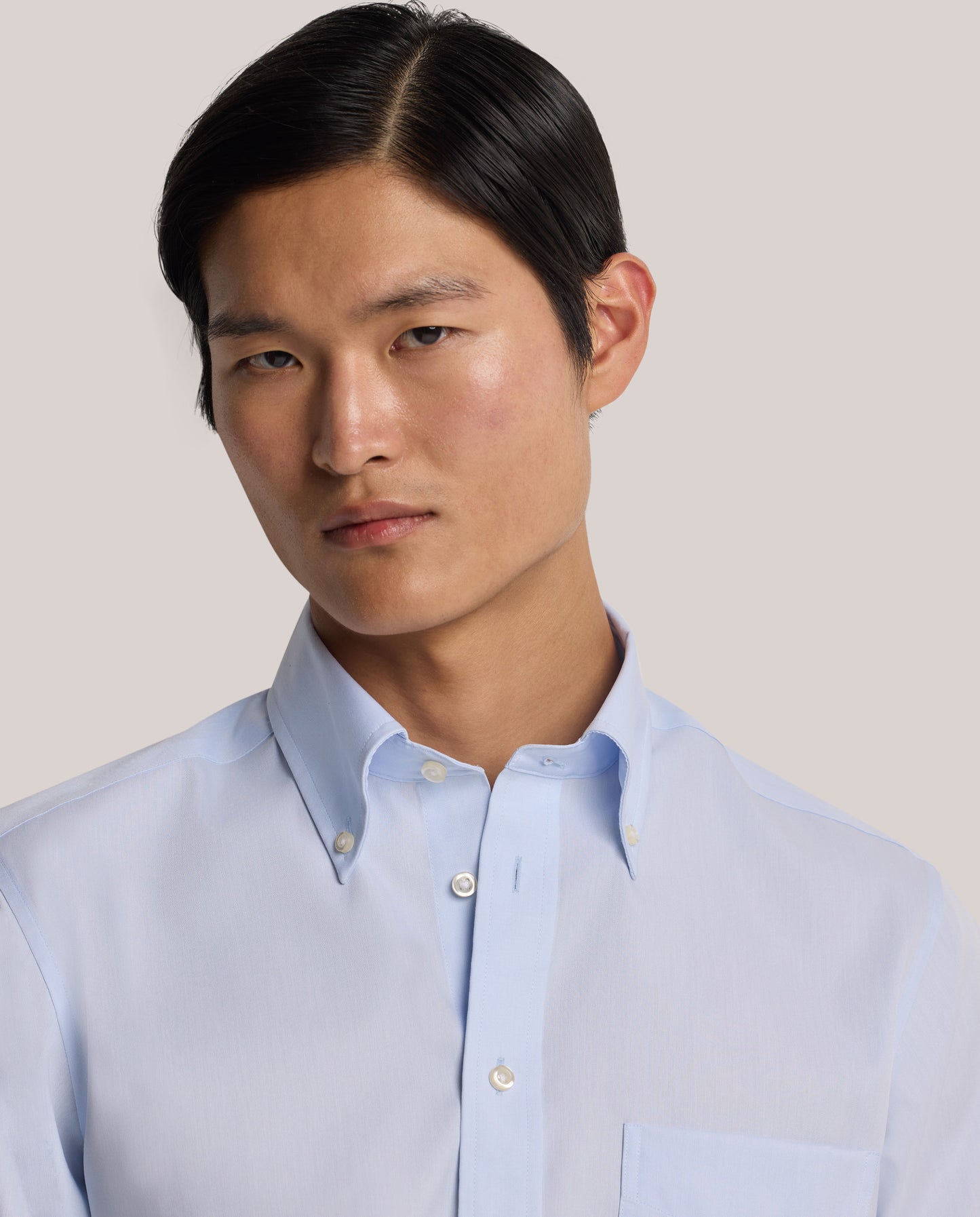 Camicissima Men’s Light Blue Non-Iron Permanent Slim Fit Cotton Shirt