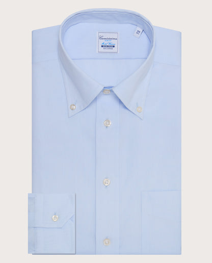Camicissima Men’s Light Blue Non-Iron Permanent Slim Fit Cotton Shirt