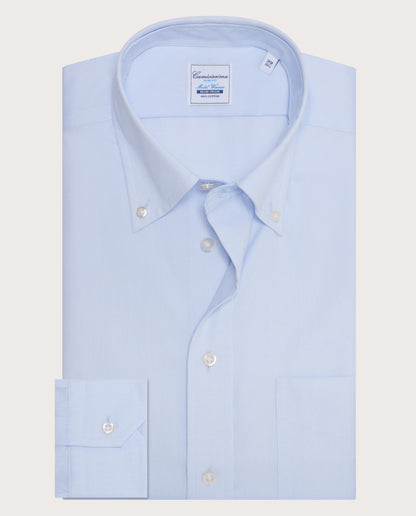 Camicissima Men’s Light Blue Non-Iron Permanent Slim Fit Cotton Shirt