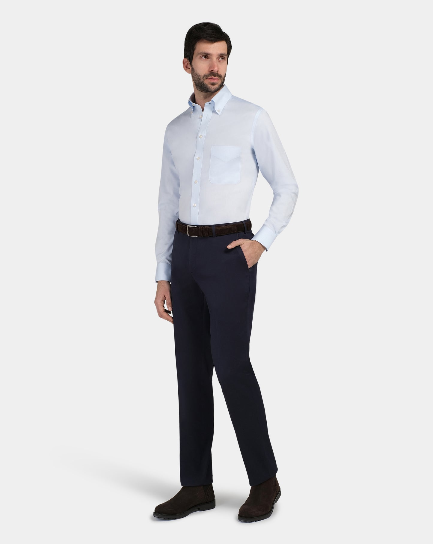 Camicissima Men’s Slim Fit Button-Down Shirt – Light Blue | Non-Iron Permanent | Full Sleeves