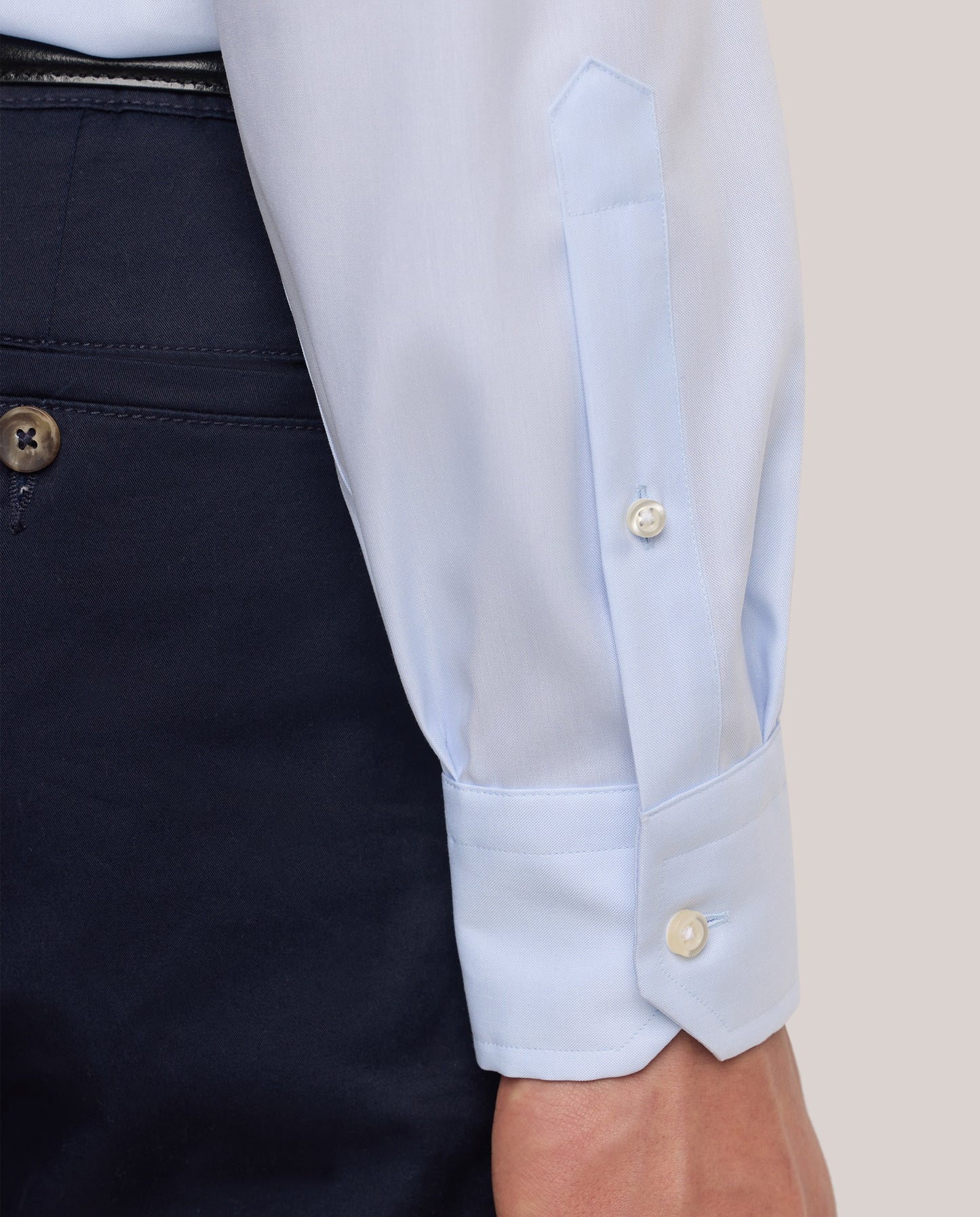 Camicissima Men’s Light Blue Non-Iron Permanent Slim Fit Cotton Shirt